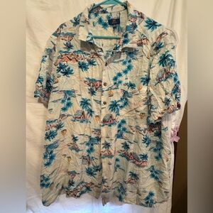 George Blue and Orange Casual Button Down Shirt XLT